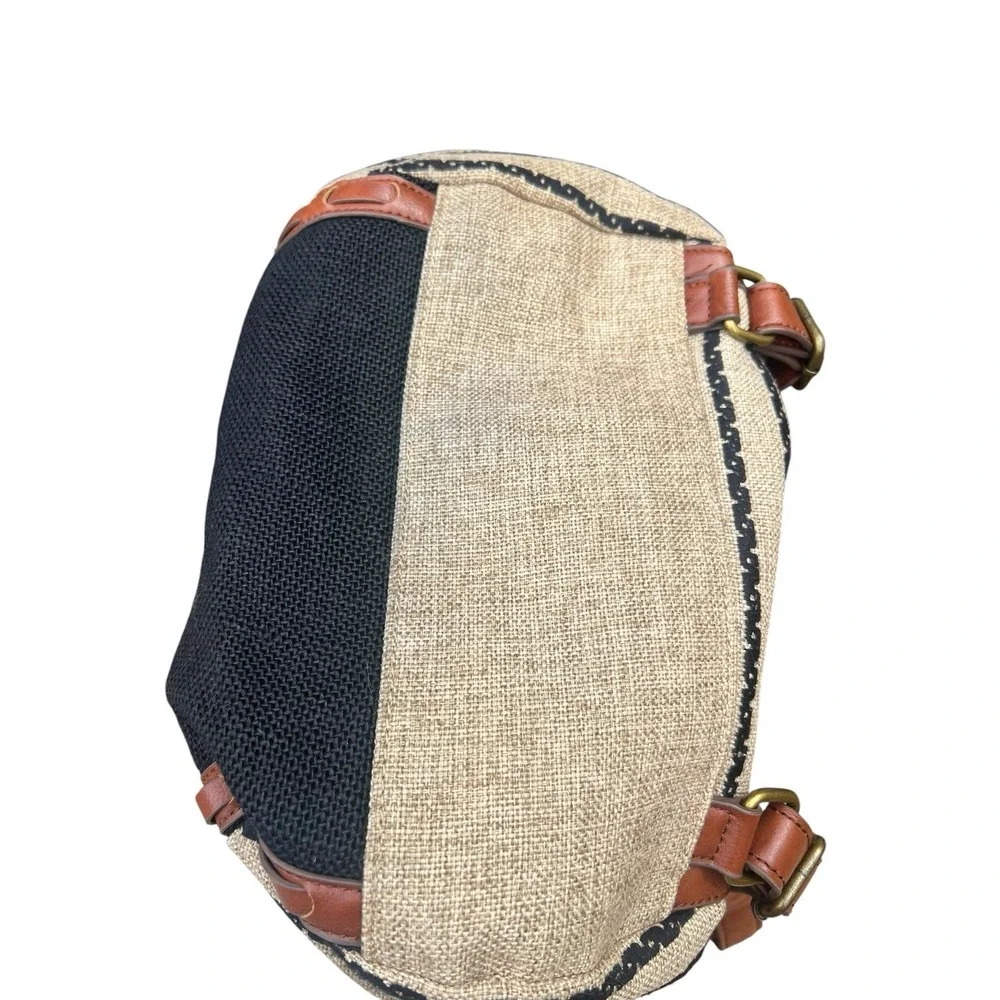 LUCKY BRAND Kendal Striped Woven Blend Backpack Rucksack Bag Shoulder Linen